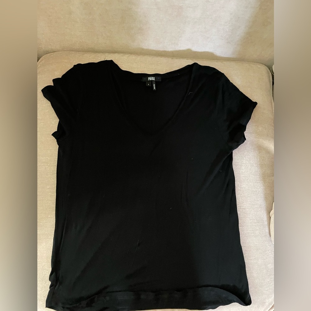 PAIGE brand size L black color short sleeve shirt